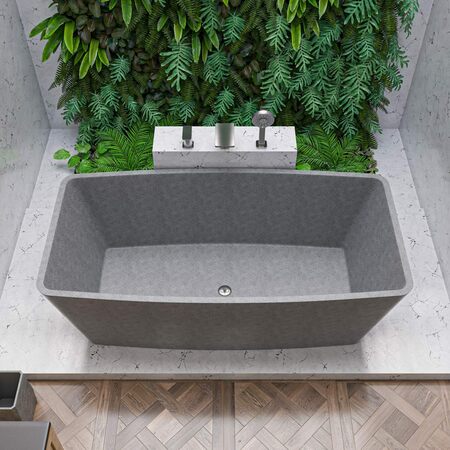 ALFI BRAND 71 inch Solid Concrete Rectangular Freestanding Bathtub ABCO71TUB